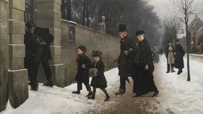 Frants Henningsen - At the Funeral. Desktop wallpaper