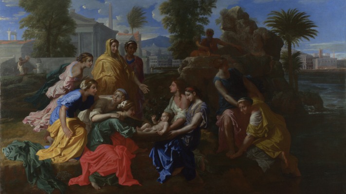 Nicolas Poussin - Moses Saved from the River. Desktop wallpaper