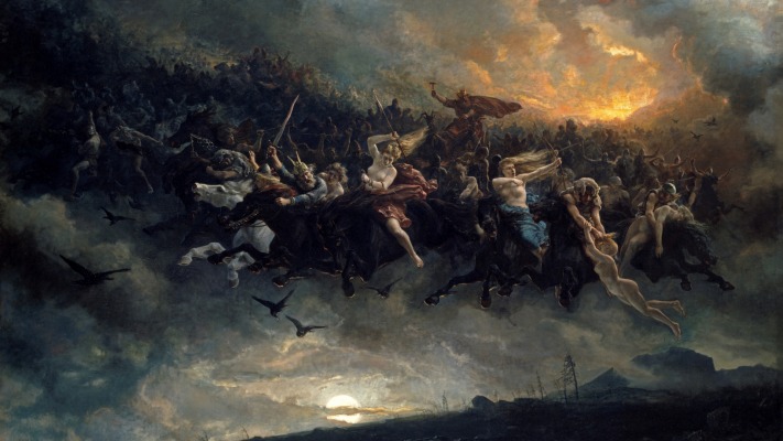 Peter Nicolai Arbo - The Wild Hunt of Odin. Desktop wallpaper