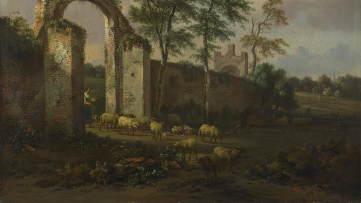 Jan Wijnants - A Landscape with a Ruined Archway. Desktop wallpaper