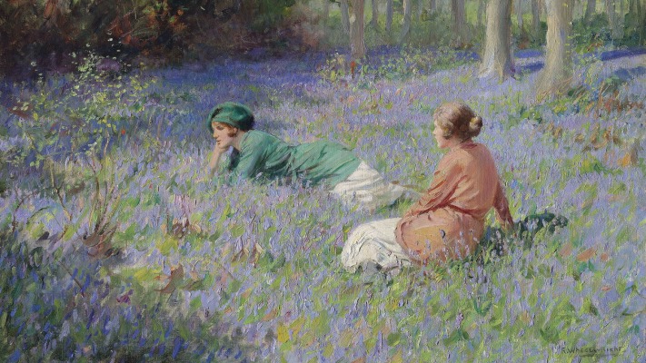 Rowland Wheelwright - The Bluebell Wood. Desktop wallpaper