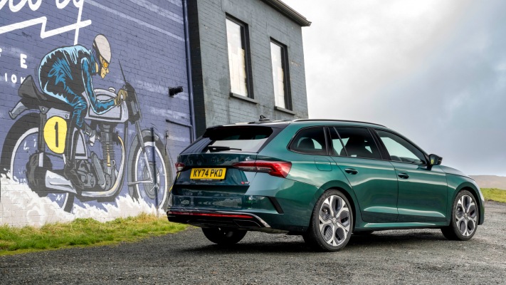 Skoda Octavia vRS Estate UK Version 2025. Desktop wallpaper