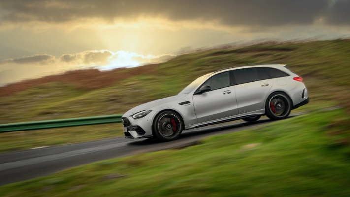 Mercedes-AMG C 63 S E Performance Estate UK Version 2024. Desktop wallpaper