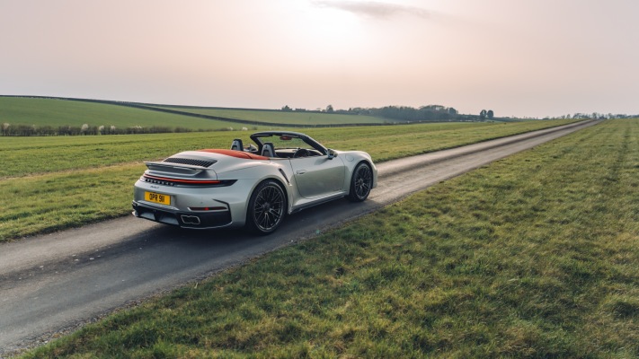 Porsche 911 Turbo S Cabriolet UK Version 2026. Desktop wallpaper