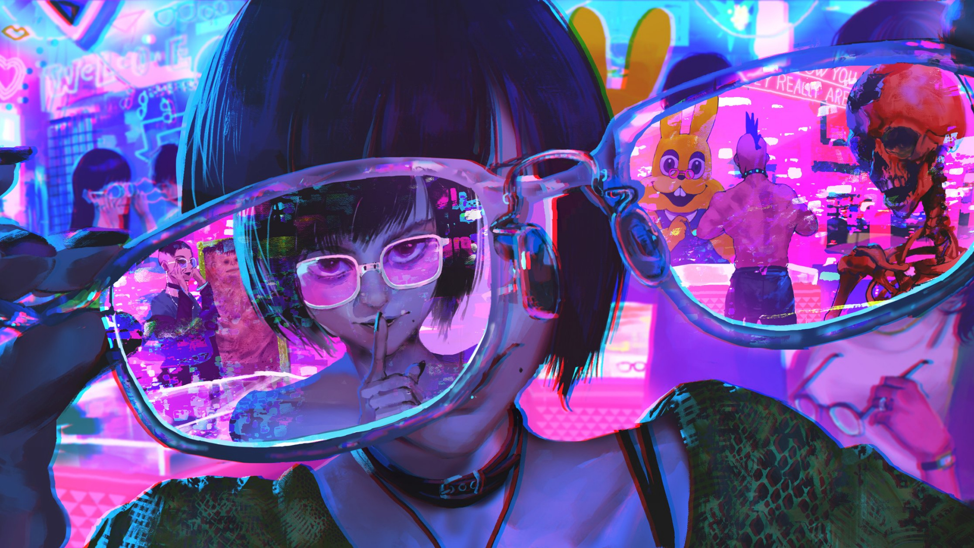 Cyberpunk 2077 очки неон