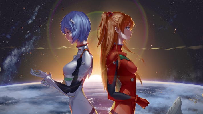 Asuka Langley & Ayanami Rei. Desktop wallpaper