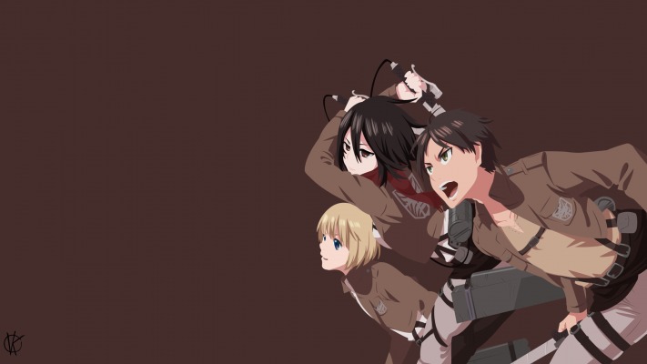 Armin Arlert, Eren Yeager & Mikasa Ackerman. Desktop wallpaper