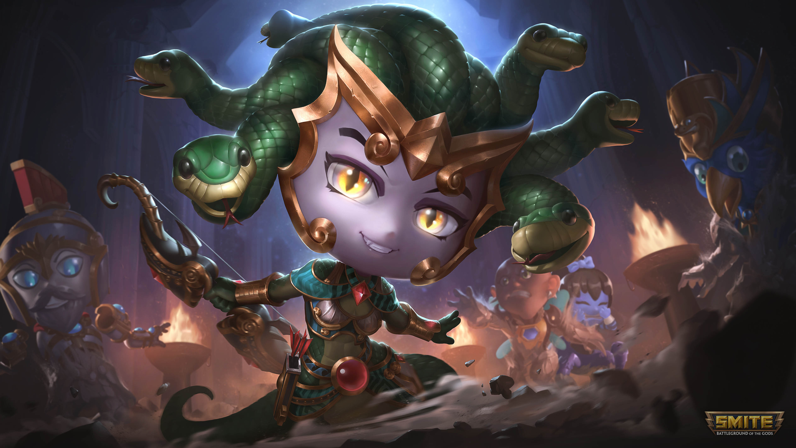 Free desktop wallpaper with Medusa from SMITE in resolution 2560x1440.
