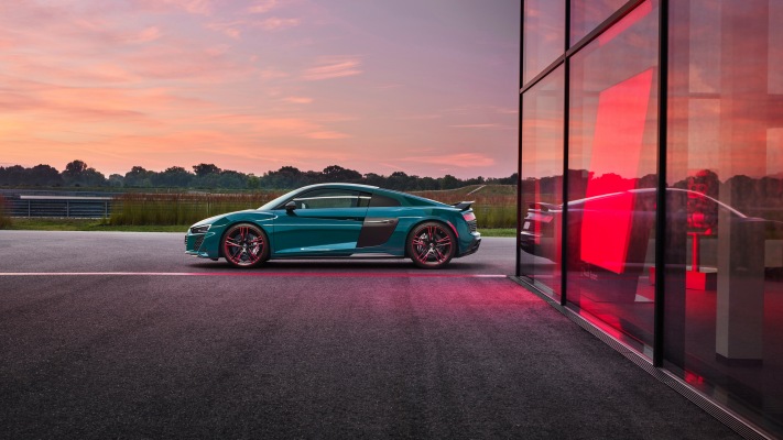 Audi R8 V10 Green Hell 2021. Desktop wallpaper