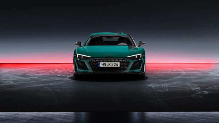 Audi R8 V10 Green Hell 2021. Desktop wallpaper